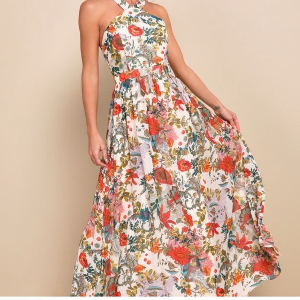 Lulus Lilja Floral Print Maxi Dress NWT